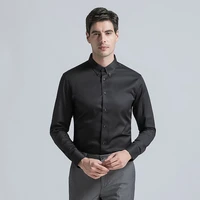 mens dress shirt brands new fashion regular fit shirts business long sleeve with cufflink collar button solid color