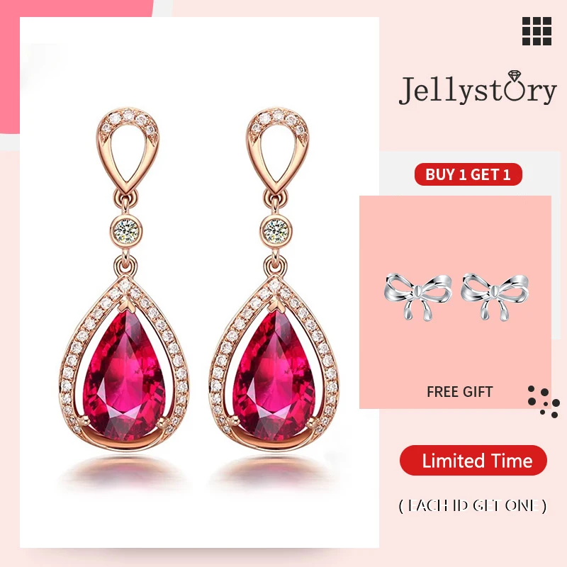 

Роскошные серьги Jellystory из серебра 925 пробы в форме капли воды, серьги с рубином из циркония и драгоценными камнями для женщин, подарки на сва...