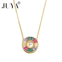 juya gold necklace cz micro pave zircon charm necklace fashion gold 26 alphabet letter pendant necklace letter necklace women