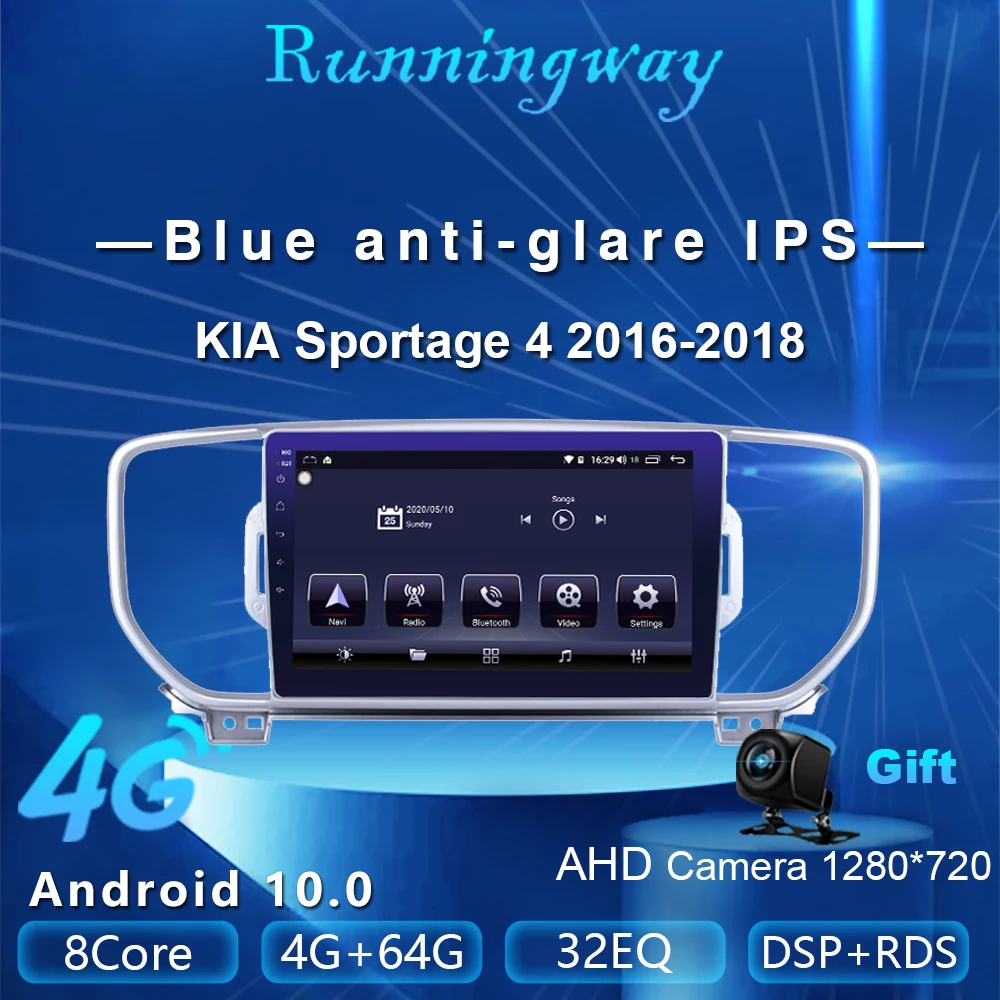 Runningway Android 2016 5G автомобильный DVD плеер для Kia Sportage 4 2018 4G + 64G радиоприемник