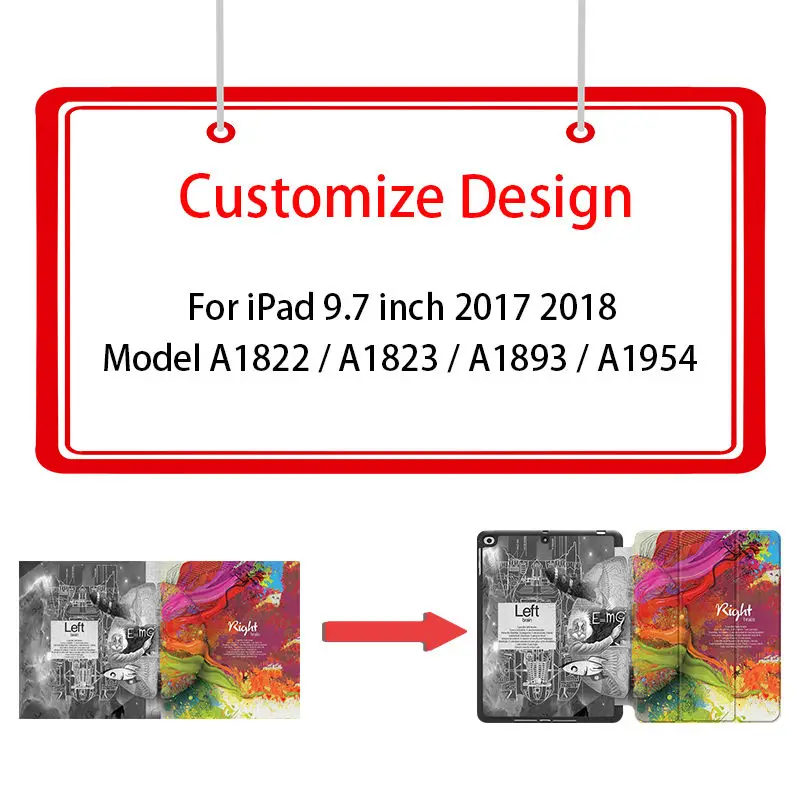 MTT пляжный чехол с принтом для iPad 9,7 дюймов модель A1893 A1954 из искусственной кожи флип-стенд смарт-чехол для iPad 9,7 '' A1822 A1893 - Цвет: Custom Design