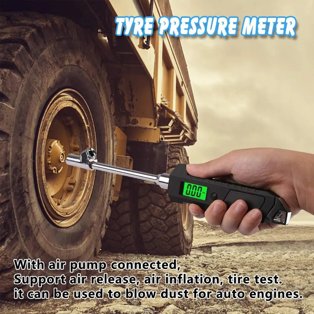 

Цифровой манометр в шинах, профессиональный измеритель давления в шинах, с двойной головкой, 200psi, с ЖК-дисплеем и подсветкой