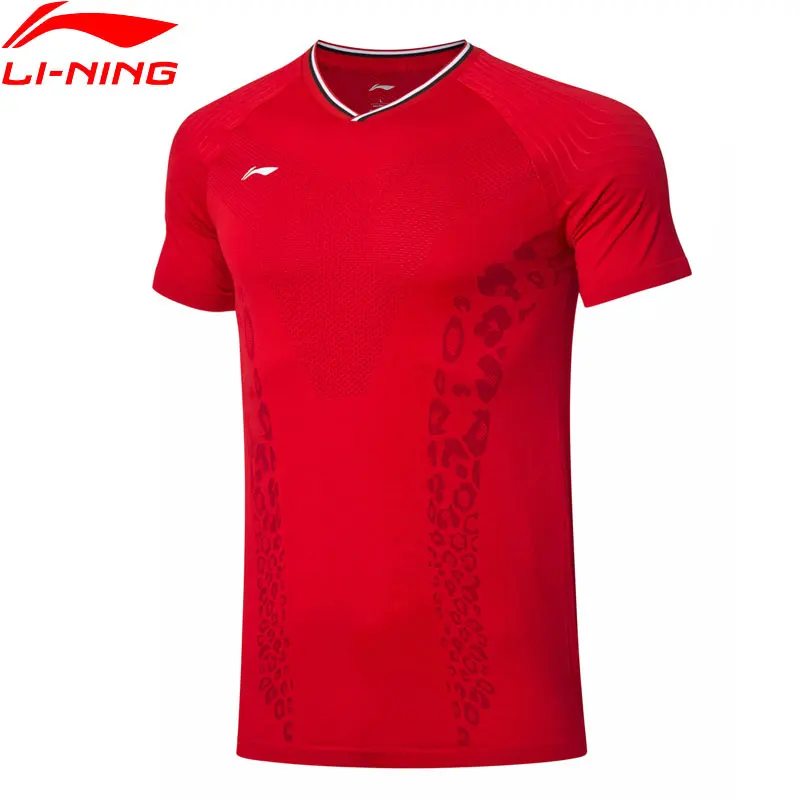 Мужская дышащая футболка Li Ning для бадминтона Спортивная из нейлона и полиэстера