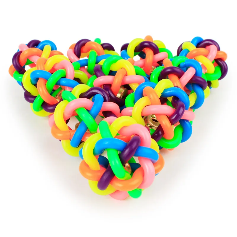 Игрушечный мяч для собак разноцветный Радужный резиновый колокольчик