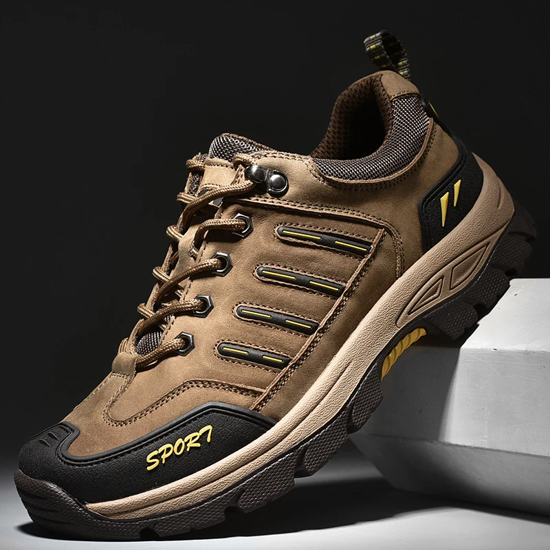 

Men Shoes Mountain Climbing Men Autumn Winter Shoes Men Brown Vintage Men Boots Hiker Outdoor Hiking Shoes Leather Sneakers