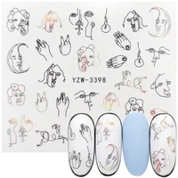 1 sheets letter design abstract image water transfer wraps sexy girl nail slider for nails art decorations manicure