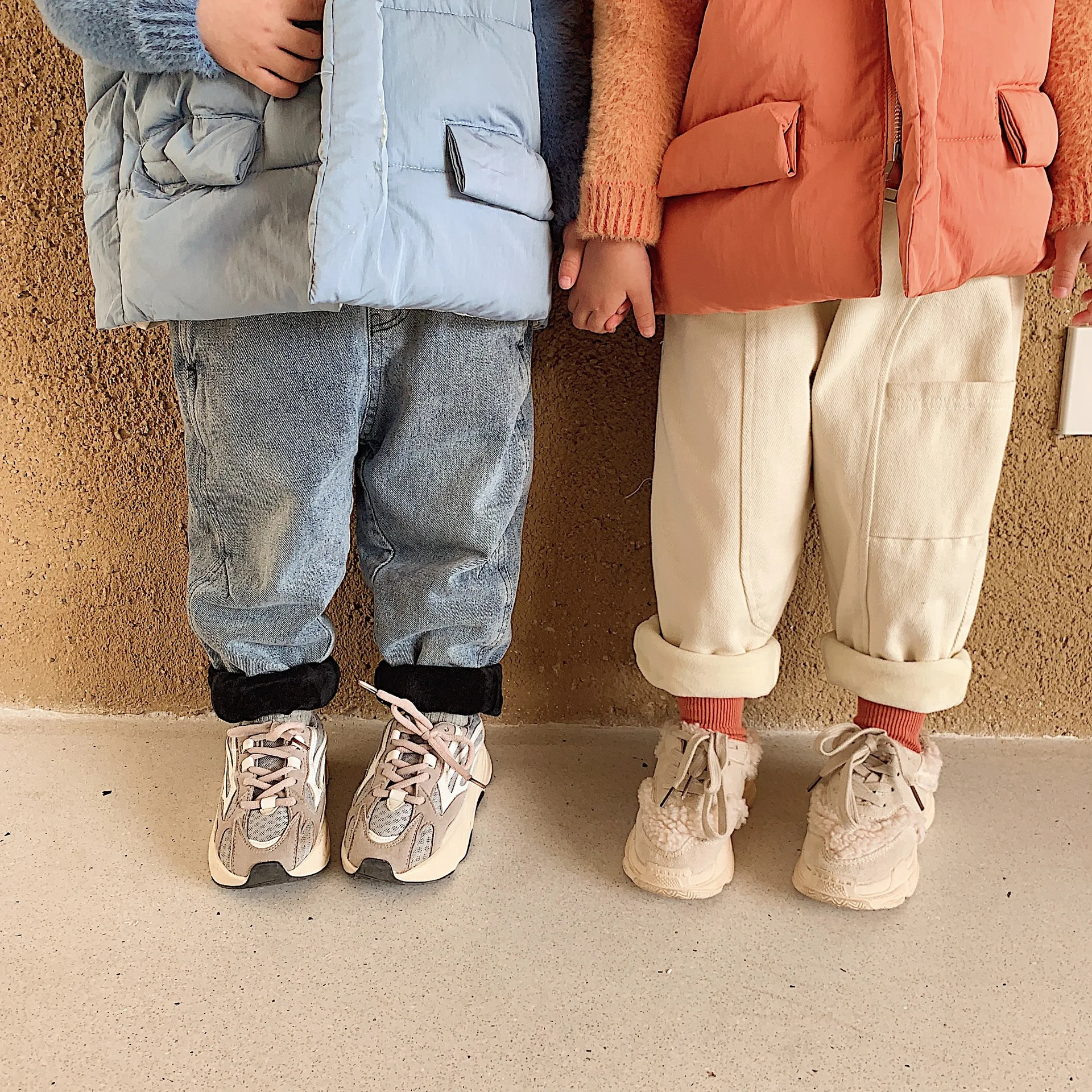 Зима 2019 утепленные флисовые джинсы для мальчиков и девочек детские теплые