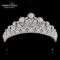 himstory gorgeous full cz flower princess wedding bridal tiara crown queen diadem headbands girls wedding party hair accessories