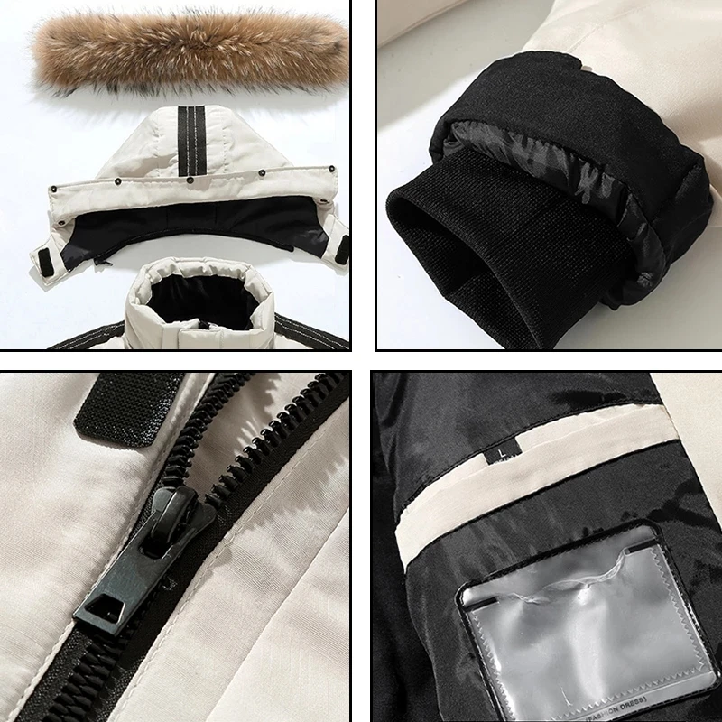 Пуховик мужской зимний х/б средней длины с меховым воротником | Мужская одежда