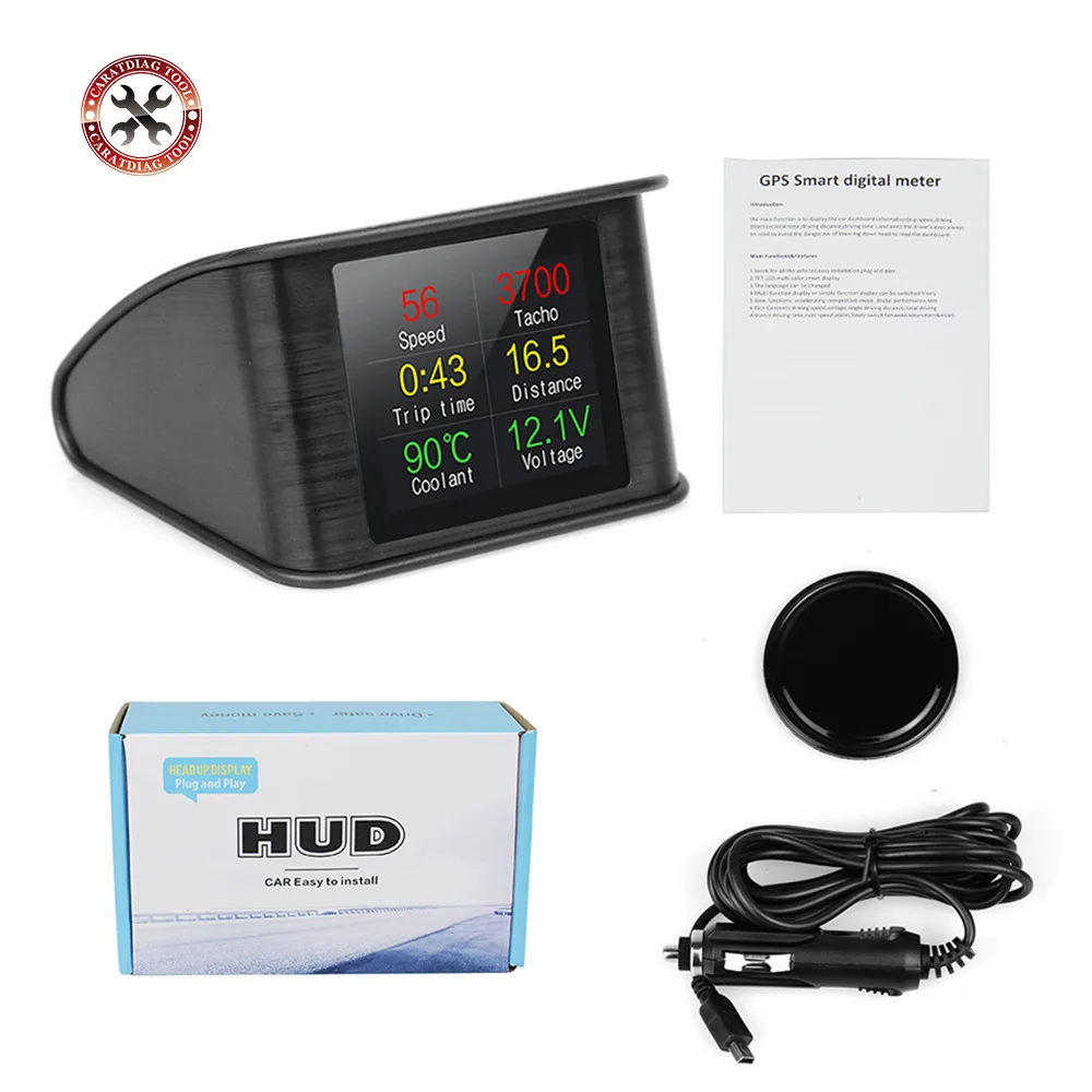 For Car Safety T600 Head Up Display Auto OBD2 GPS Computer Car Digital OBD Driving Speedometer Mileage Fuel Voltage Temperature