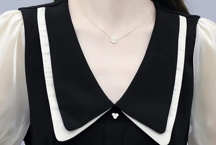 Платье женское шифоновое на пуговицах элегантный Однотонный сарафан с отложным