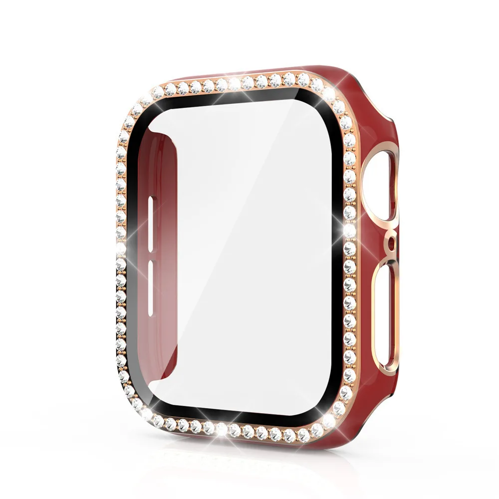 Шикарное стекло + крышка для Apple Watch чехол 40 мм 44 42 38 iWatch Φ Защита экрана iwatch series 3 4 5 6