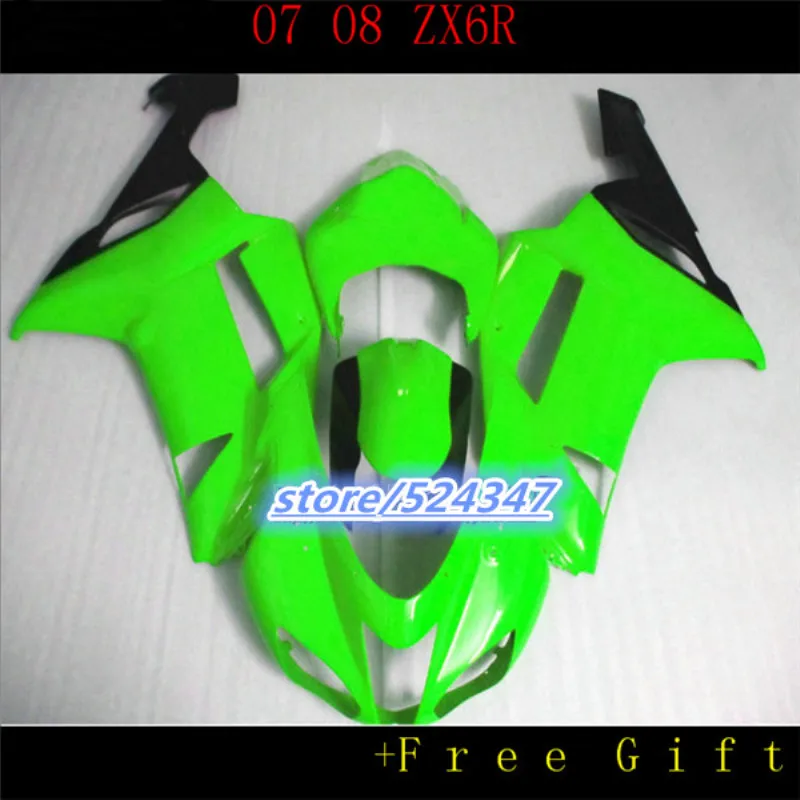

ABS quality plastic Fairing kit for Kawasaki ZX 6R 2007 2008 NINJA zx6r 07 08 green black motorcycle fairings set