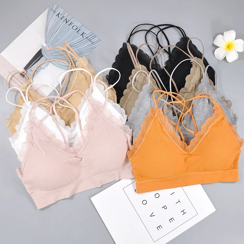

2021 Women Push Up Wireless Lace Bras Tops Female Plus Size Bralette Underwear Lingerie Full Cup Seamless Brassiere Mujer