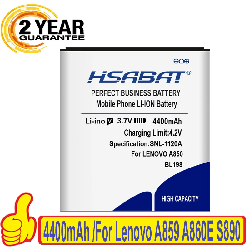 Аккумулятор HSABAT 4400mAh BL198 BL 198 для Lenovo A859 A860E S890 A850 A830 K860 K860i A678T S880 S880i|Аккумуляторы