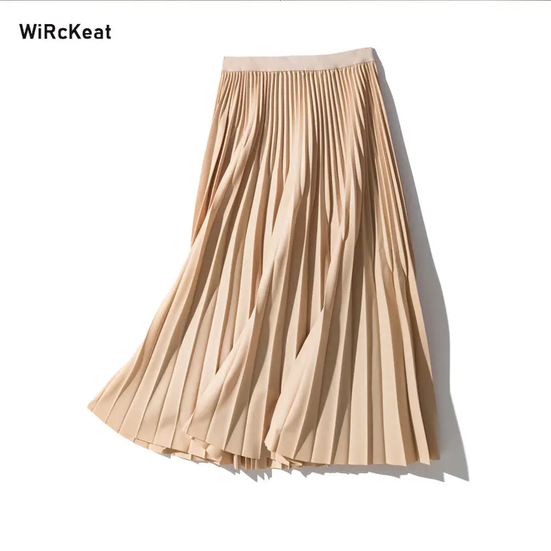 Женская плиссированная юбка wisckeat осенне зимняя средней длины с высокой талией