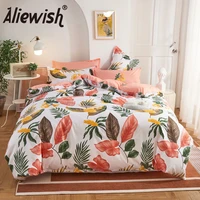 nordic leaf print bedding set modern bed linen duvet cover set with pillowcase single double queen king quilt covers bedclothes