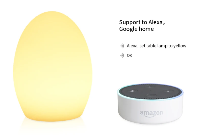 1 шт. WiFi умная настольная лампа, совместимая с Alexa Google Home Голосовое управление, ручной сенсорный светильник светодиодный светильник для окружающей среды, ночной Светильник
