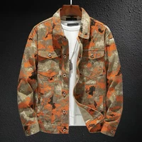 autumn jacket denim men camouflage high quality broken pattern fried street lapel jacket trend suitable for spring clothing tops