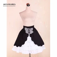 new cotton black and white lolita skirt multi layer sweet bow maid outfit anime dress black and white apron dress lolita