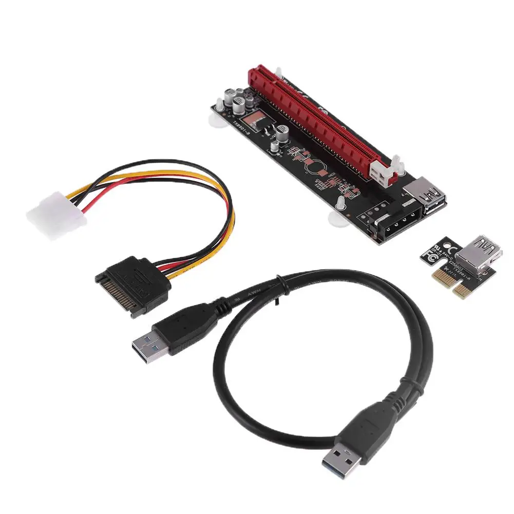 

PCI-E Mining Cable Kit PCI-E Express 1x To 16x Extender Riser Card Adapter SATA to 4PIN USB 3.0 Extension Cable for BTC Miner