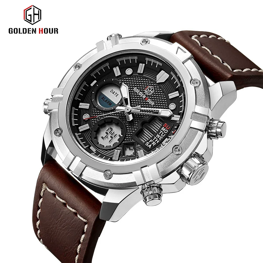 Военные часы мужские спортивные Роскошные Кварцевые Reloj De Hombre натуральная кожа
