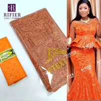 orange 2 52 5 yards sequined net lace and original bazin riche fabric for french elegant lady party dresses net lace fabrics
