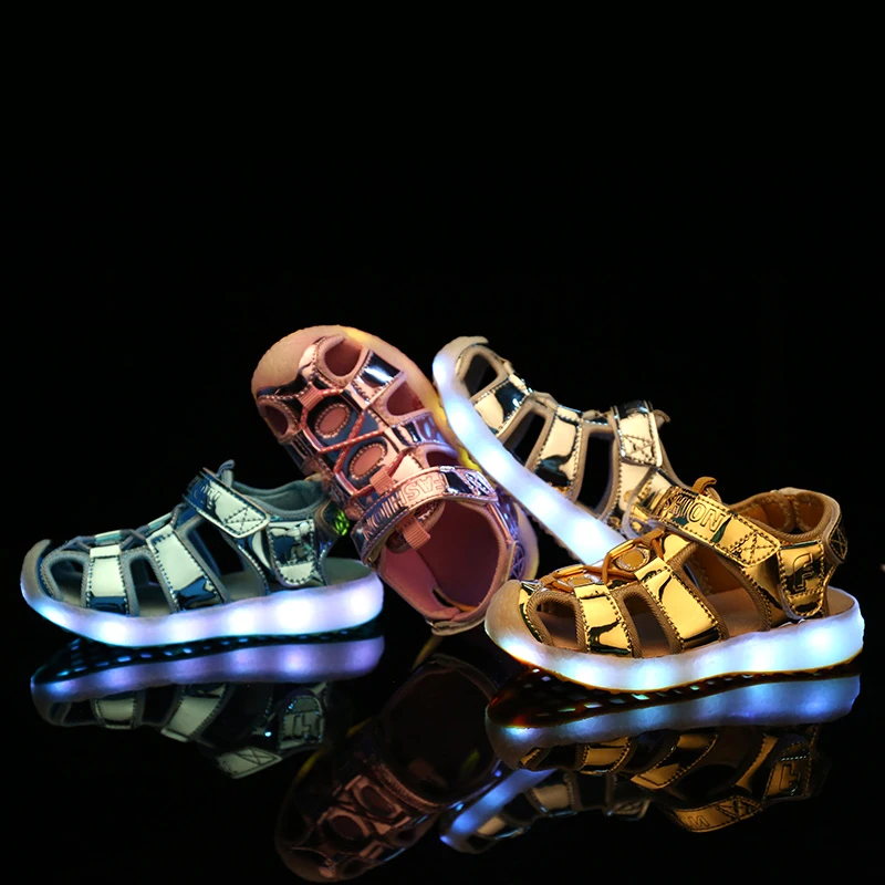 Сандалии Детские с USB зарядкой легкие босоножки со светодиодной подсветкой