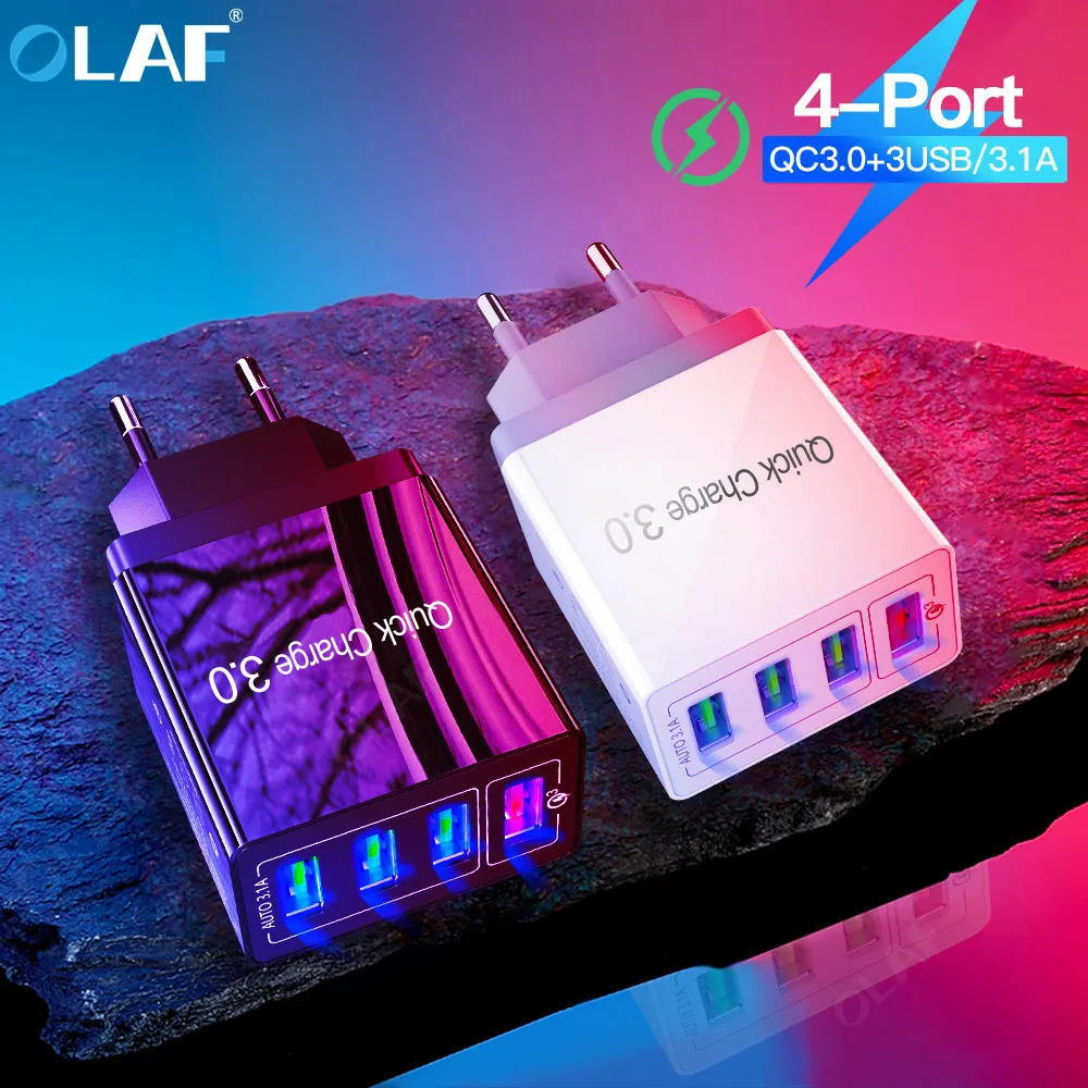 4 Порты Quick Charge 3,0 стены USB Smart Зарядное устройство Адаптер мобильного телефона 5В 3A зарядка Быстрая зарядка для iPhone iPad samsung XiaoMi