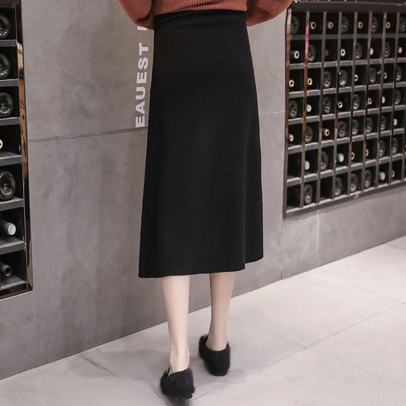 

YOSIBCD Women 2021 Chic Fashion With Metal Buttons Skirt Vintage High Waist Side Hollow Out Female Skirts Mujer