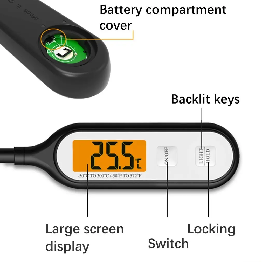 

PT11 Quick Reading Display Barbecue Thermometer Waterproof Food Grade Probe Portable Electronic Thermometer Water Thermometer