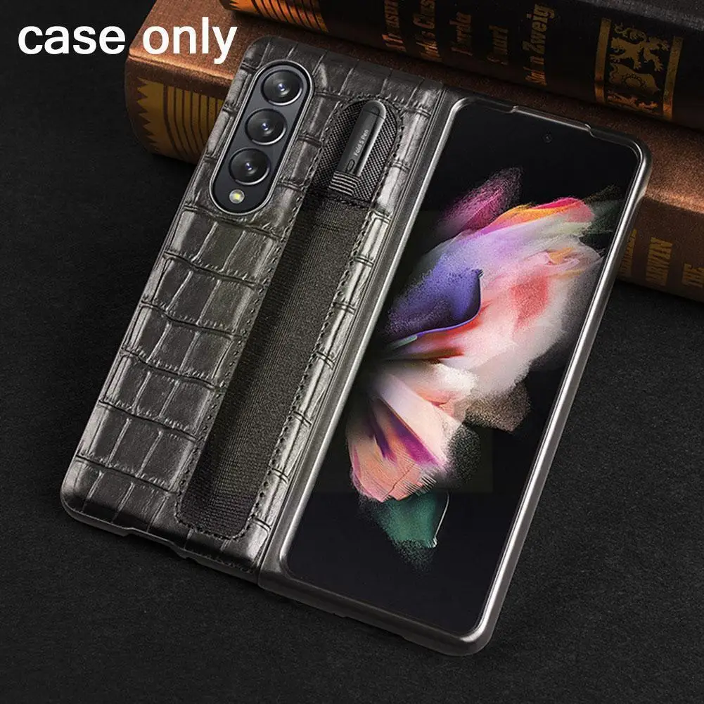 

Anti-drop Mobile Phone Case For Samsung Galaxy Z Fold 3 PU Leather All Inclusive Protective Back Cover Magnetic Splitting Q4O1