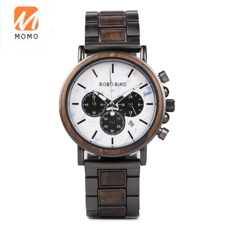 Fashion Accessories Luminous Hands Wrist Watches Men Chronograph Wood Watches Men Luxury Strong Watch Men Black