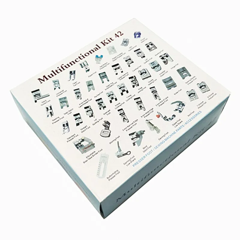 42pcs Plastic box 32/48/52/62 шт Мини Швейная машинка для дома лапка средства ухода за кожей стоп комплект для Brother Singer Janome аксессуары для швейных машин, прижимных лапок - Цвет: 42pcs Plastic box