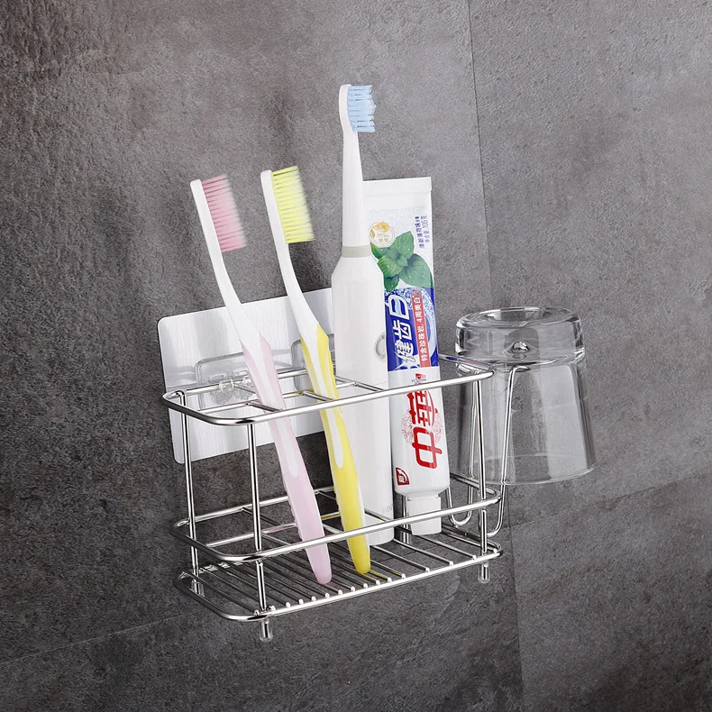 Черный и хромированный держатель зубной пасты из нержавеющей стали для ванной