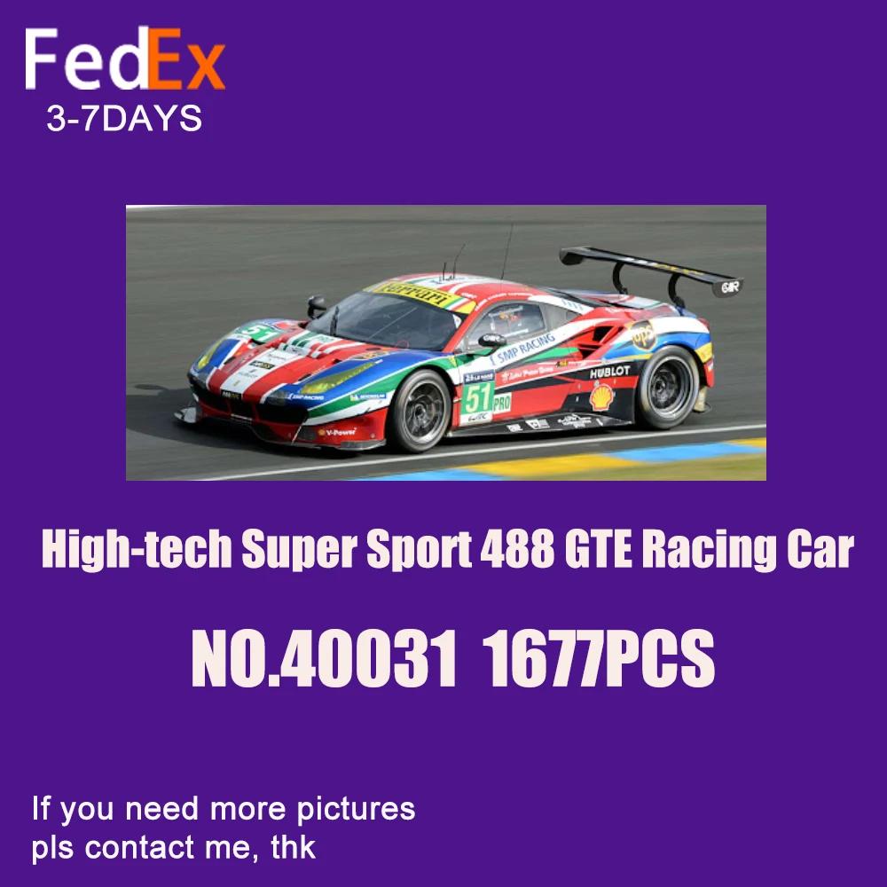 

Technical Series Super Racing Car 488 GTE Model Building Blocks Bricks Educational Christmas Gift Fit 40031 Birthday Toys