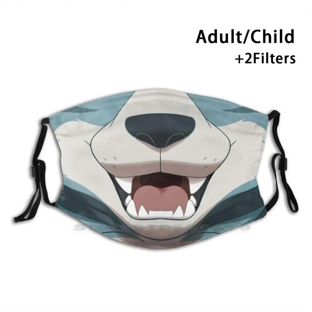 

Grey Wolf Mouth Mouth Reusable Mouth Face Mask With Filters Kids Furry Cartoon Mouth Smile Wolf Grey Gray Legosi Beastars Dog