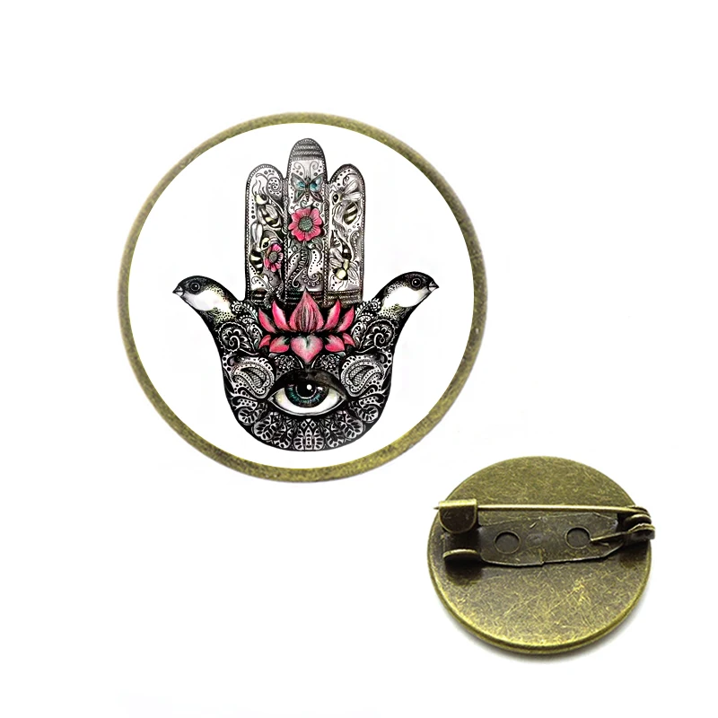 Счастливый глаз Кристалл хамса руки Броши сглаза Фатима булавки для женщин
