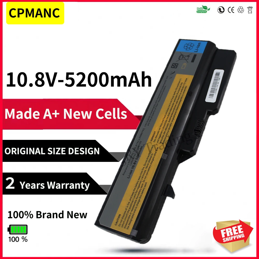 Cpmanc L09l6y02 L09s6y02 L10m6f21 L09m6y02 Célula de Bateria do Portátil para Lenovo G460 G465 G470 G475 G560 G565 G570 G575 G770 Z460 Baterias p/ laptop