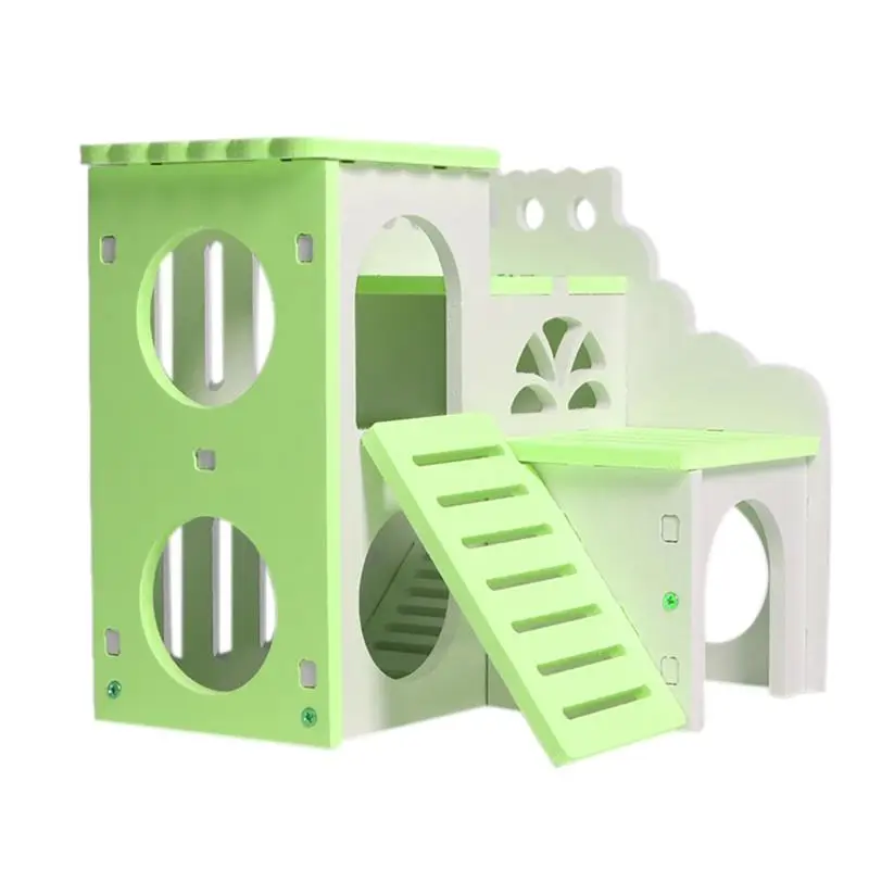 

Two-Layer Hamster House Toy Cage Gerbille Hideout Wooden House For Rodent Climbing Ferret Exercise Hut With Stairs Pet Supplies