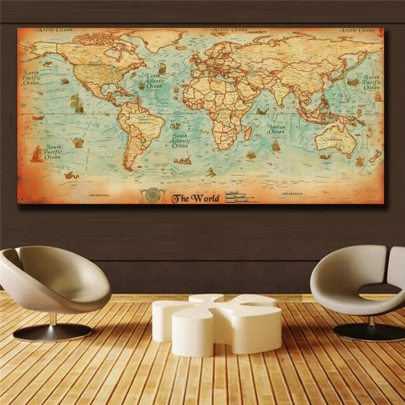 

5d Diy Diamond Painting The old World Map large Vintage Style Retro Embroidery Round Square Rhinestone Mosaic Pictures
