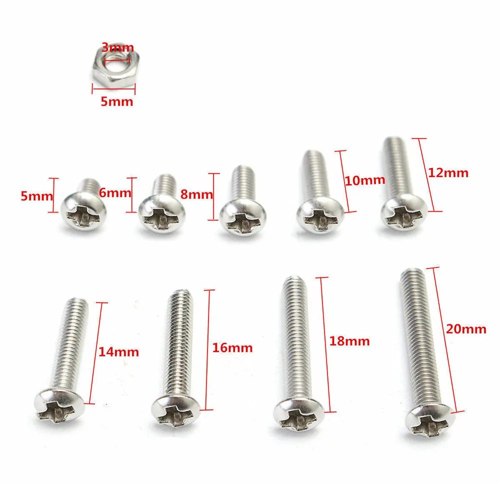 

340pcs M3 DIN7985 Stainless Steel Hex Screw Nuts Bolt Cap Socket Assortment Set Stainless Steel Hexagon Nut Bolt Cap Sleeve Set