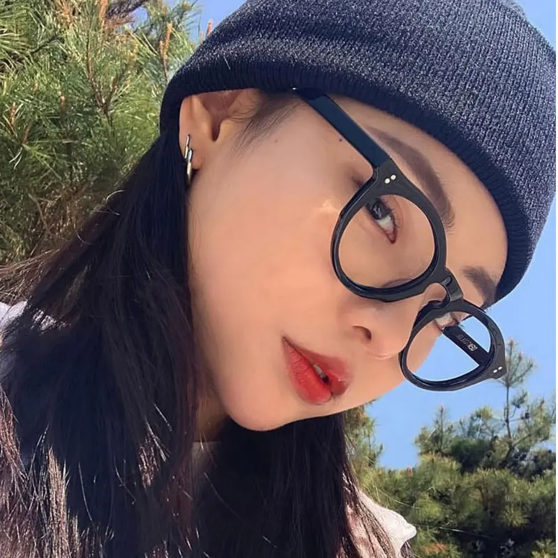 Прозрачный круглый синий светильник Женские оправы для очков черные круглые