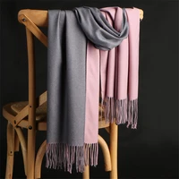 luxury brand scarf 2021 new winter double sided cashmere scarf women long pashmina female sjaal foulard soft shawl tassel scarfs