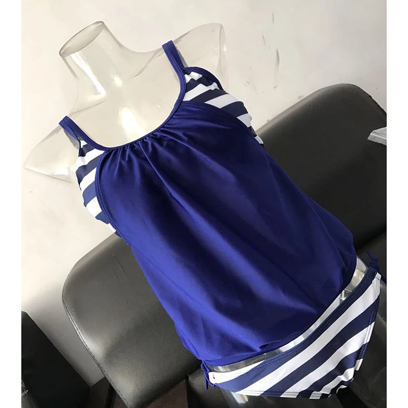 Новинка 2018 женские купальники бикини полосатые свободные эластичные Танкини с