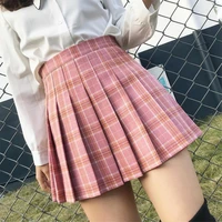 2021 new plaid summer women skirt mini skirt high waist women side zip solid colorplaid printed pleated skirt