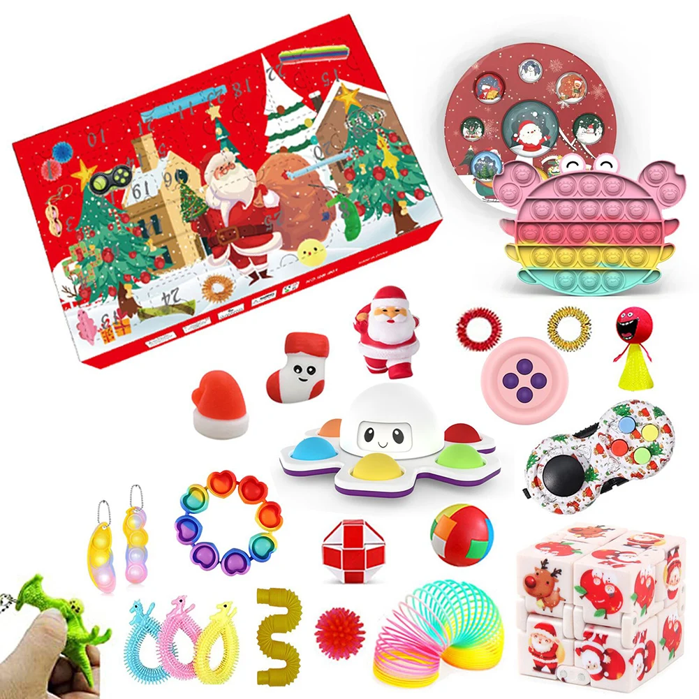 

Календарь с обратным отсчетом, Рождественская пузырьковая игрушка, миниатюрные сенсорные игрушки-антистресс, редуктор для взрослых, Подар...