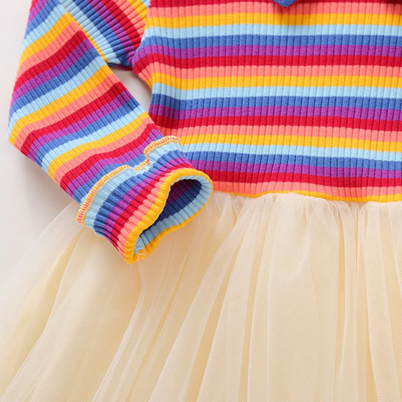 

New Baby Girls Dress 2020 Spring Long Sleeve Striped Party Dresses Cute Children Dress Princess Girl Bow Collar Dress LZ656