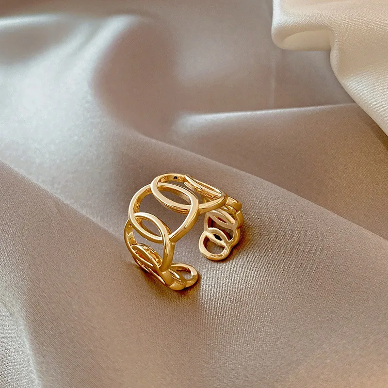 

Fashion Wide Adjustable Ring For Women Vintage Korean Style Gold Plated Finger Rings Girls Wedding Party Jewelry Gift Wholesale