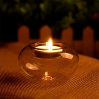 1pcs round hollow glass candle holders home decoration heat resistant candlestick wedding fine dining home decor mounted party